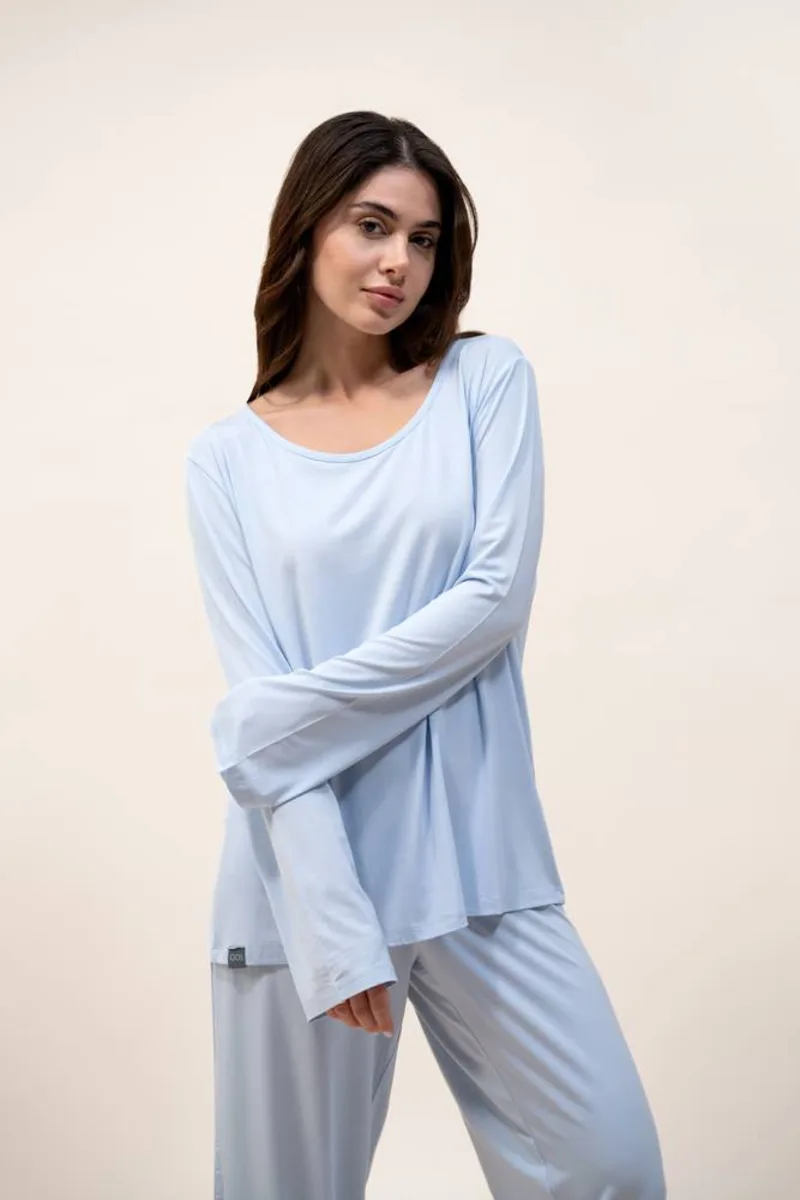 بيجاما نسائية طويلة سادة - صفاء السماء